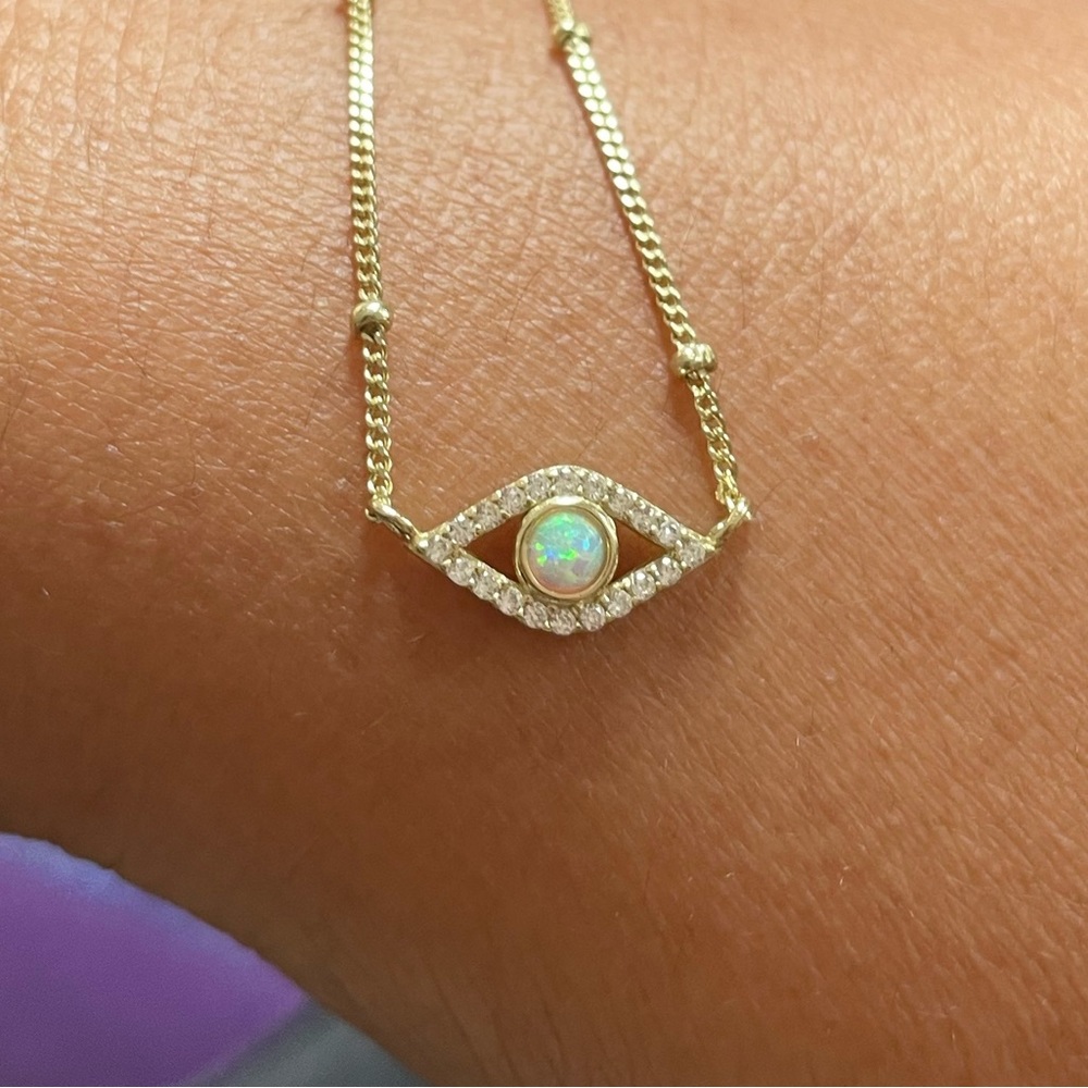 Satya 16” gold opal necklace NWT crystal eye of protection